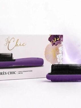 chic Purple Ionic Straightening Brush for Women